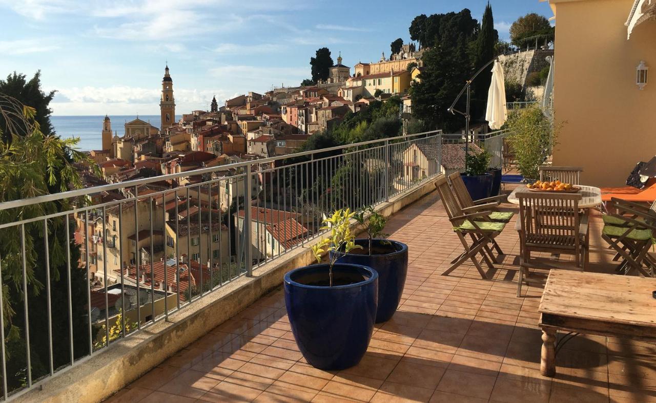 Villa l'ensoleillée vue panoramique mer, 250 m de la plage et du centre ville Menton Exterior foto